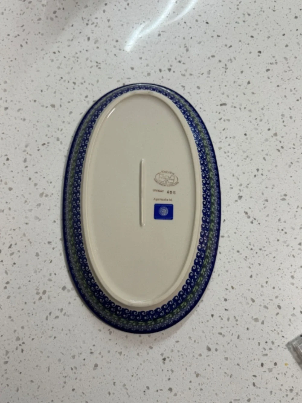 Rare Large Polish Pottery Floral Garden Platter